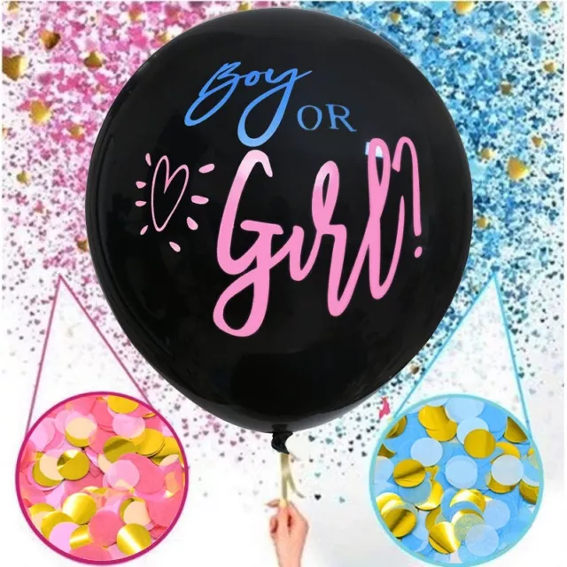 XL Luftballon Gender Reveal party Boy or Girl mit  Konfetti blau und rosa 90cm 