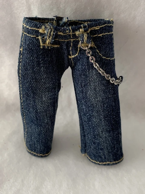 BRATZ DOLL CLOTHING Denim Dark Cropped Jeans With Silver Chain