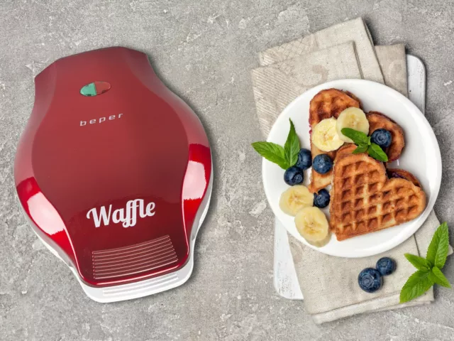 Macchina Piastra Per Cialde Wafer Waffle Waffen A Cuore 1000W   Bt.603Y Beper