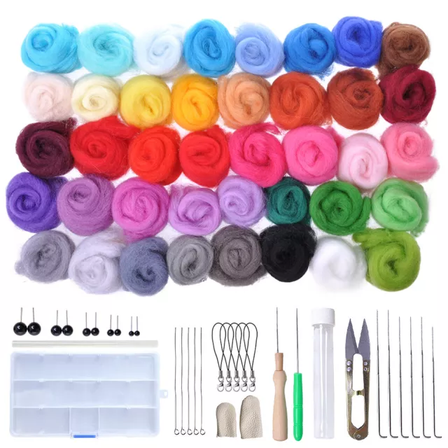 40 Colour DIY Wool Felt Needles Tool Set Needle Felting Mat Starter Kit Gift