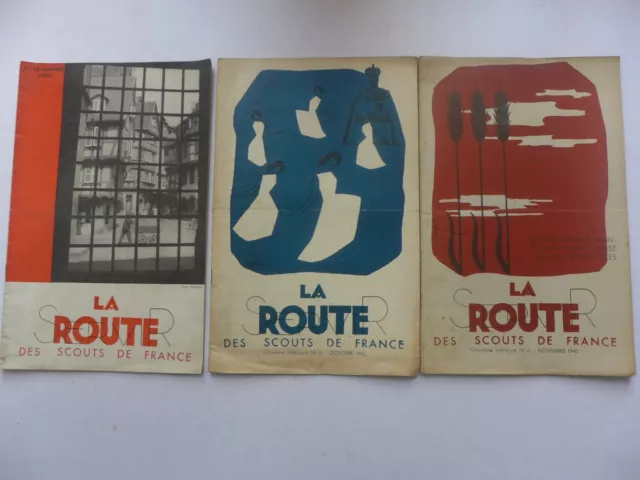 lot de 3 revues SCOUTISME   LA ROUTE, SCOUTS DE FRANCE  1945 Numéro  1 ,5 et 6