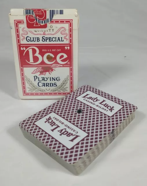 VTG Game Used Official Lady Luck Casino Bee Playing Cards Hole Signed Biloxi EUC