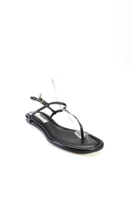 Saks Fifth Avenue Womens Thong Strap Ankle Buckled Darted Sandals Black Size 7.5