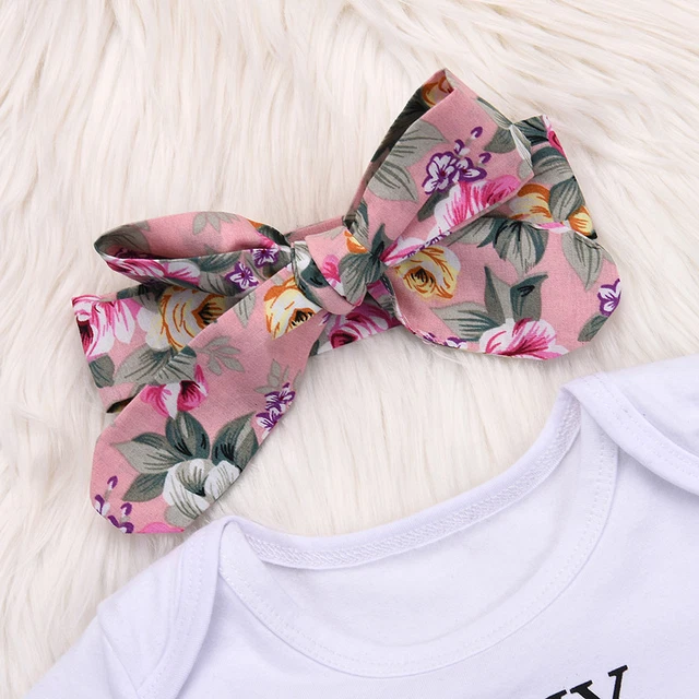 Set 3 pezzi abiti per bambine Regno Unito fascia alta pantaloni neonato vestiti neonato 9