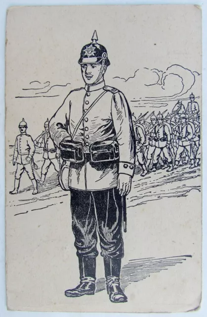 Wwi 1916 Military German Feldpost Postcard Soldier Uniform Pickelhaube