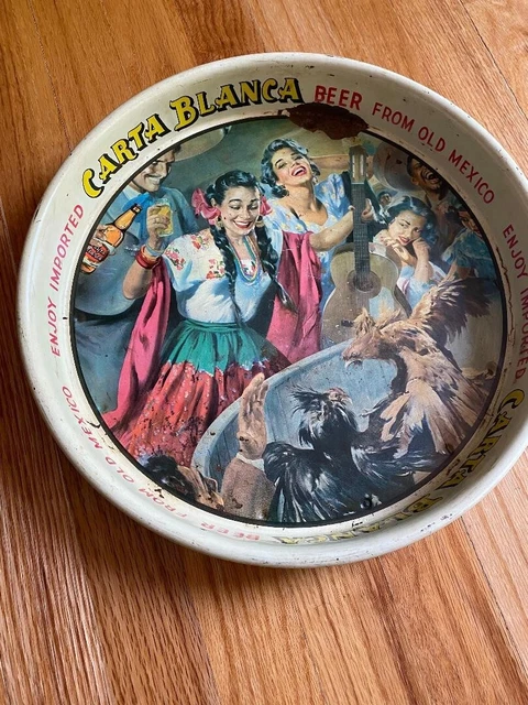 Vintage Carta Blanca Mexican Beer Tray Collectible