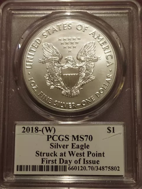 US 1$ Silver Eagle 2018W MS70 (PCGS) 1 oz silver 99.9% 2
