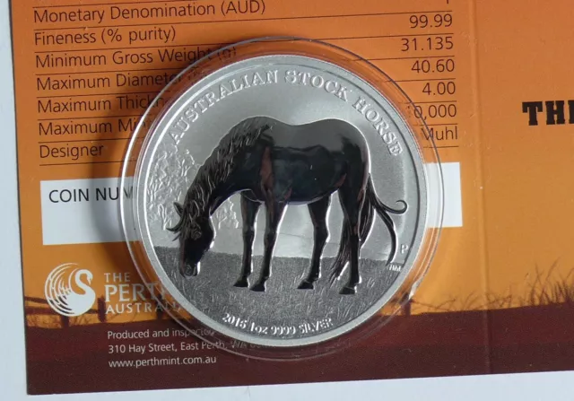 Australien 1 Dollar 2016 Stock Horse, 1 Oz Silber