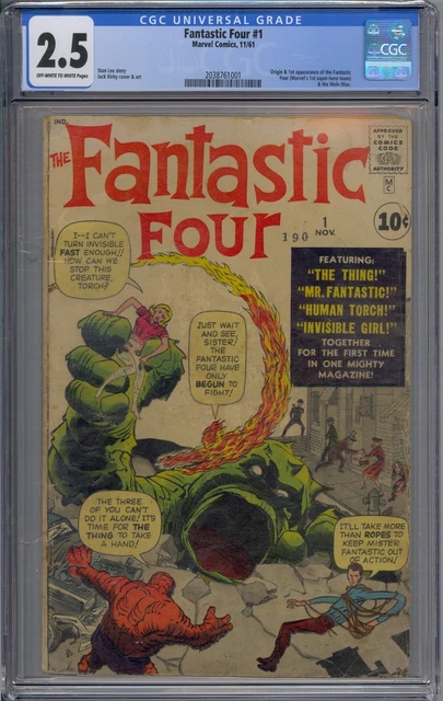 Fantastic Four #1 Cgc 2.5 Origin 1St Fantastic Four Mole Man Jack Kirby
