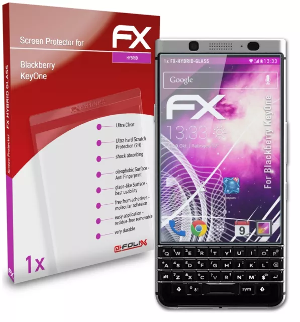 atFoliX Glasfolie für Blackberry KeyOne Panzerfolie 9H Schutzpanzer