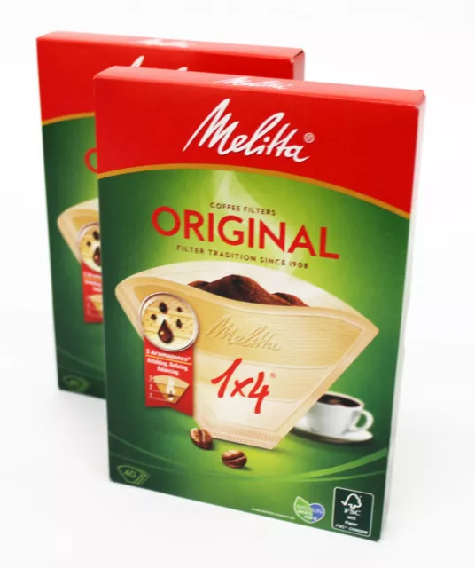 Original MELITTA 1 x 4 Filtre Papier Machine à Café 2 Boîtes De 40 80086X2