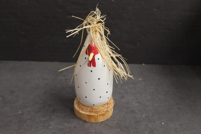 Navajo Pueblo John Edith Black Dots White Rooster On Nest Wood Carving