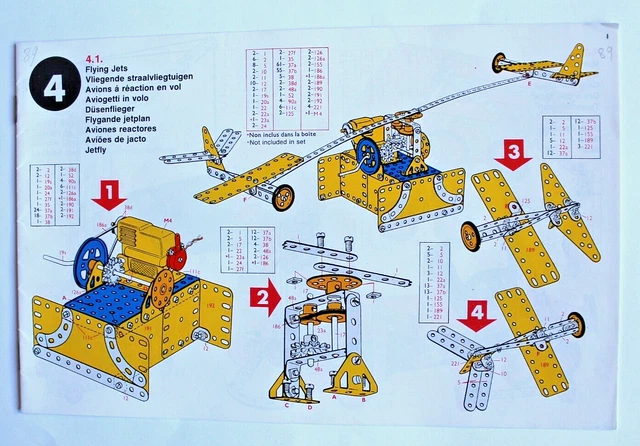 MECCANO 1918 MANUEL D' INSTRUCTIONS N° 1, 2, & 3 196 modèles à construire