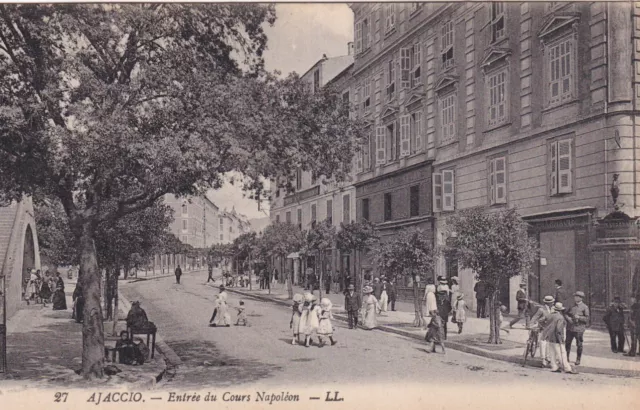 Carte postale ancienne postcard AJACCIO CORSE 27 LL entrée du cours Napoléon