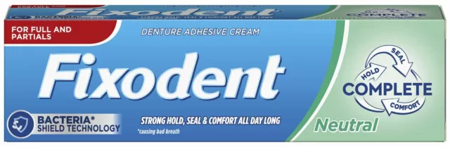 Fixodent Neutral Complete Denture Adhesive Cream Strong Hold Food Seal - 40ml