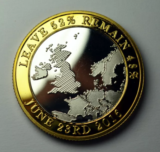 BREXIT Dual Metal Silver & 24ct Gold Commemorative. UK EU Politics Europe