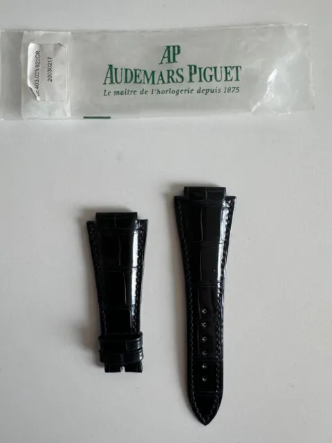 Audemars Piguet Royal Oak Offshore 28/18mm Black Leather Strap Genuine