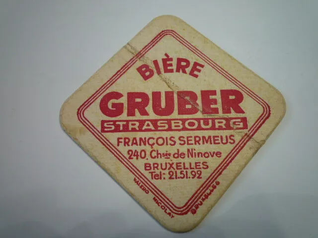 Sous Bock Avant-Guerre Biere Gruber
