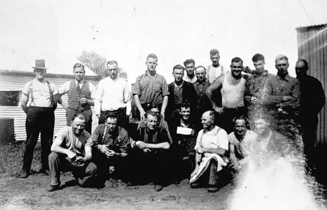 Pooncarie District Victoria 1936 - A group of shearers. The photog- Old Photo