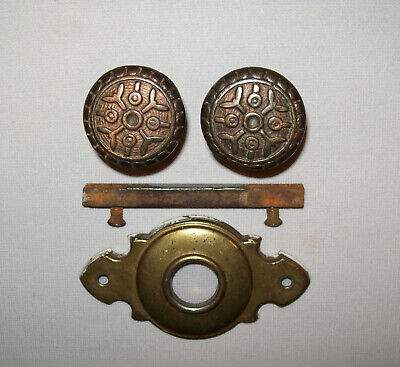 Old Antique Vtg 19th C 1800s Small Size Pair Cast Iron Door Knobs Doorknobs Nice