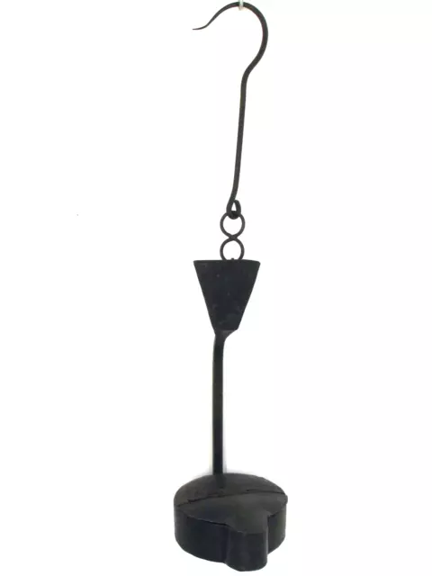 Antique Large Hand Forged Iron Betty Grease OIL Lamp, Covered Lid 18th c.