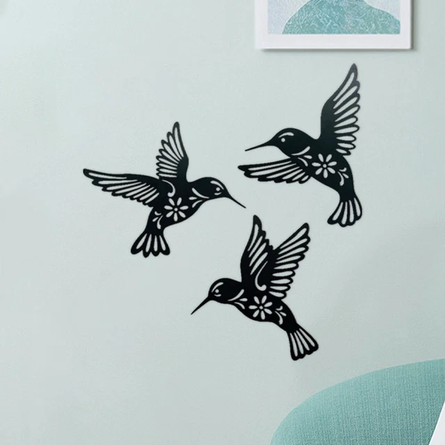 3 Stück -Wanddekoration aus Metall, Tierskulptur, Vogel-Wandkunst, Dekoration