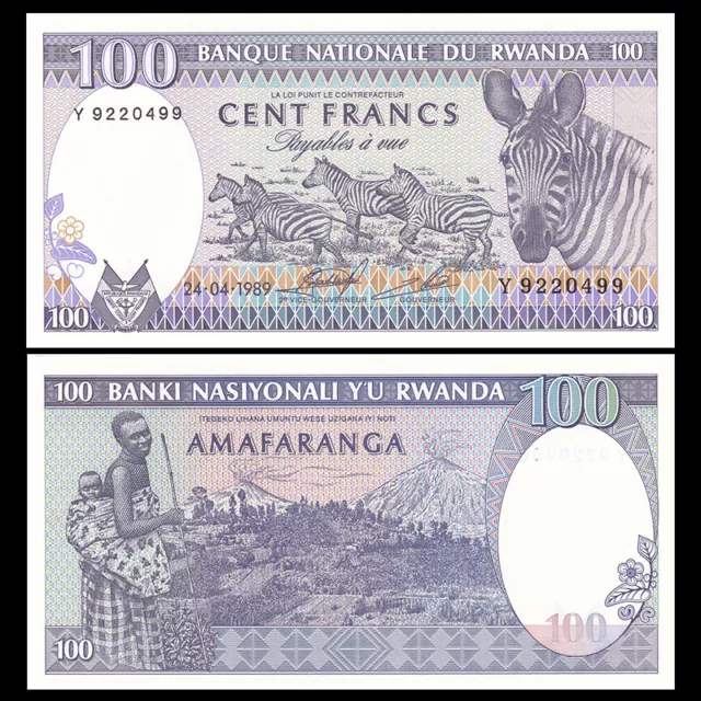 Rwanda 100 Francs, 1989, P-19,Banknote, UNC