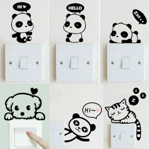 DIY Funny Cute Cat Dog Switch Stickers Wall Stickers Home Decoration Bedroom US