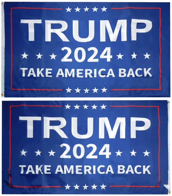 Trump 2024 Take America Back Blue Double Sided 100D 3x5 Woven Poly Nylon Flag