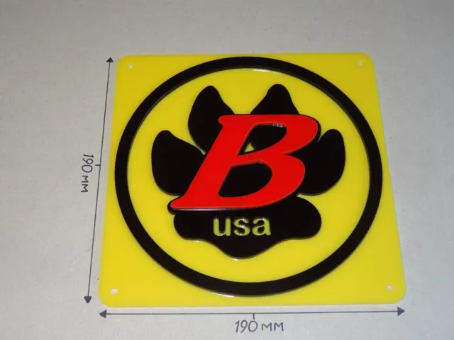 BONTRAGER PAW LOGO Cycling Acrylic Sign, Yellow, Black & Red, 190mm X 190mm.