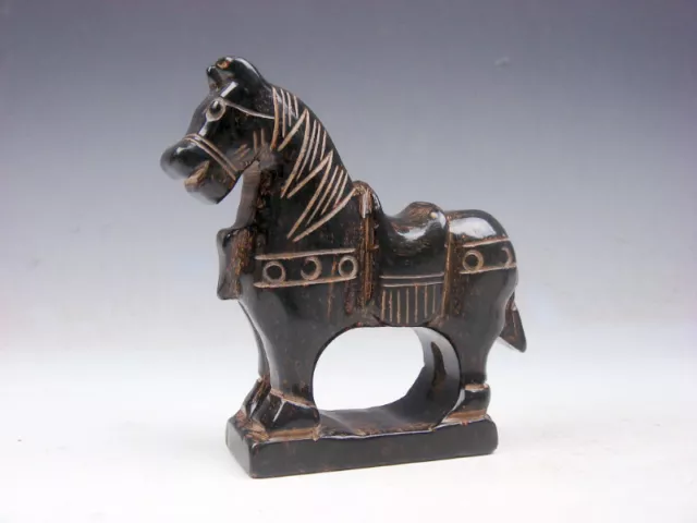Vintage Nephrite Jade Hand Carved Sculpture Standing War Horse #07101905