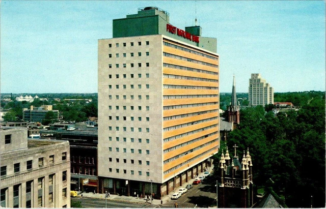 Jackson, MS Mississippi  FIRST NATIONAL BANK Bird's Eye View  ca1950's Postcard