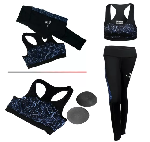 3 PIECES YOGA Set Women Fitness Workout Suit Gym Suit Sport Leggings Crop  Top UK £22.00 - PicClick UK