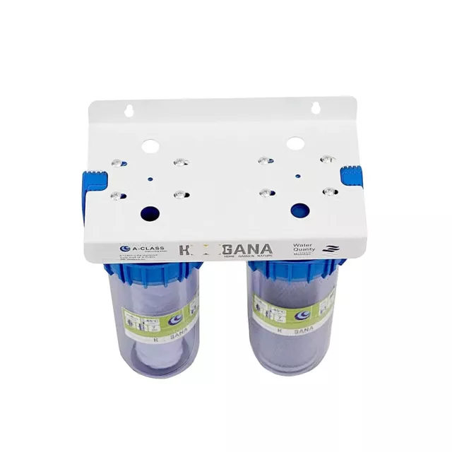 Sistema de filtro de agua de doble filtro de 10"" agua doméstica cisterna pozo bomba 3/4"" pulgadas 3