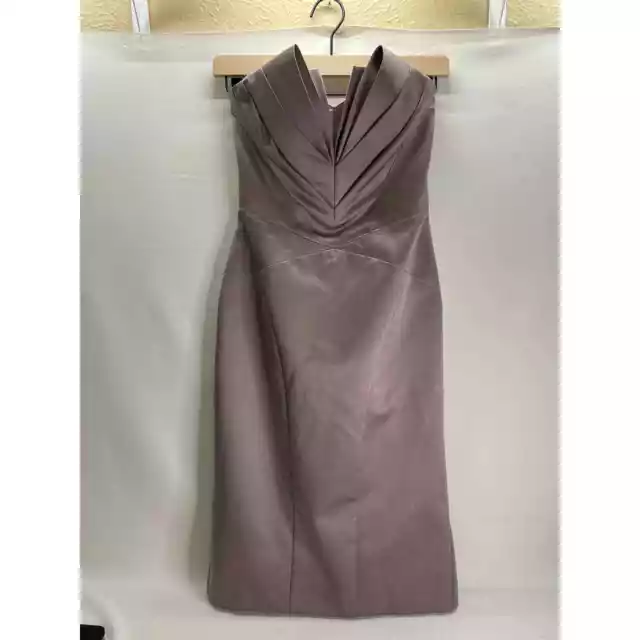 Zac Posen Truly Gray Satin Knee Length Dress Bridesmaid Cocktail Wedding Size 2