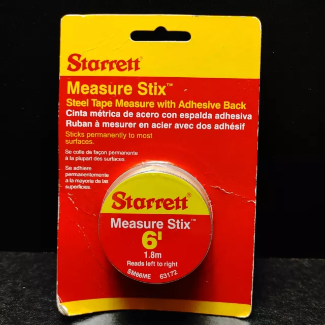 Starrett SM66ME Adhesive Tape Measure, 3/4 Width, 6'/ 1.8M Length