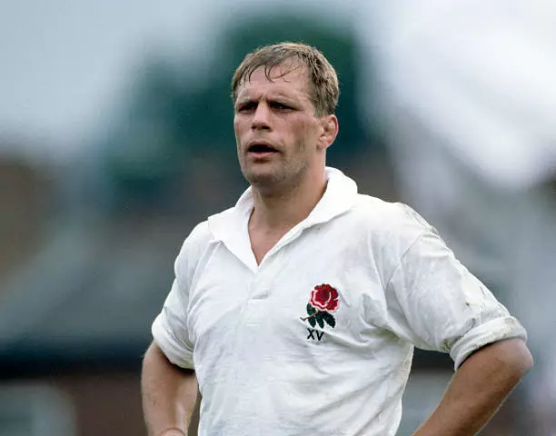 Peter Winterbottom of England in rugby action, circa 1988 - Old Photo