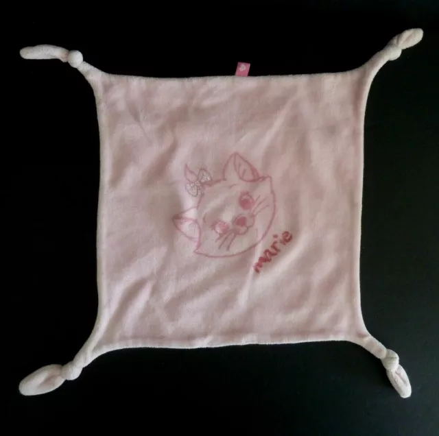 12- Doudou Plat Rose Disney Nicotoy  Marie Chat Des Aristochats Carre 4 Noeud