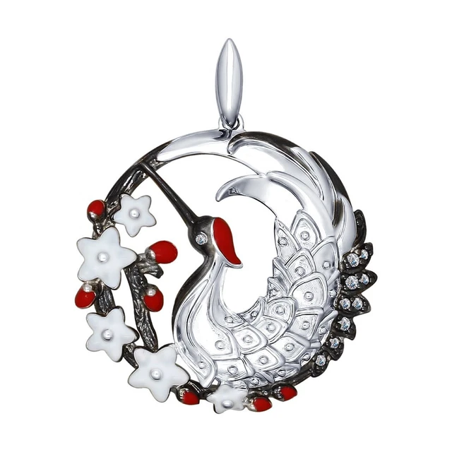 Ciondolo Uomo In Argento 925 Con Moissanite 2 Ct &ndash; Uccellino Volante, JBU