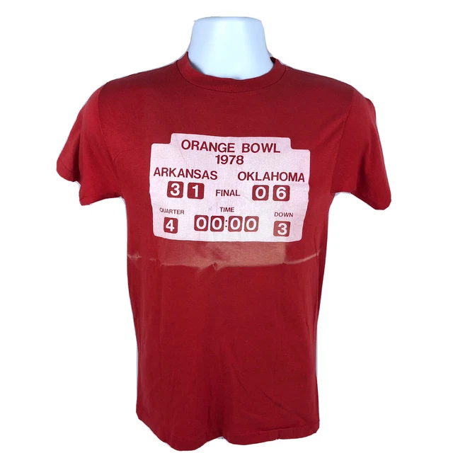 Arkansas Razorbacks Oklahoma 1978 Orange Bowl Single Stitch T-Shirt Size Small