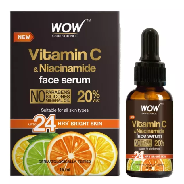 WOW Skin Science Brightening 20% Suero facial con vitamina C para ojeras...