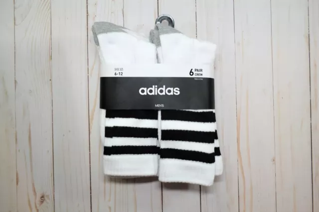 New Adidas 6X Crew socks Sz 6-12 White