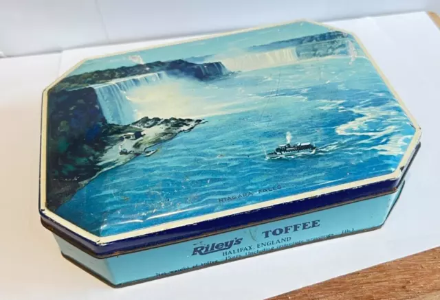 Vintage Riley's Toffee Niagara Falls Advertising Souvenir toffee Tin 20x14x4cm's