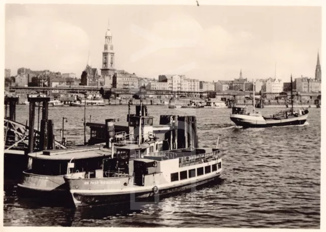 1950s Original Photo Boat Port Of Hamburg, Germany 1A7