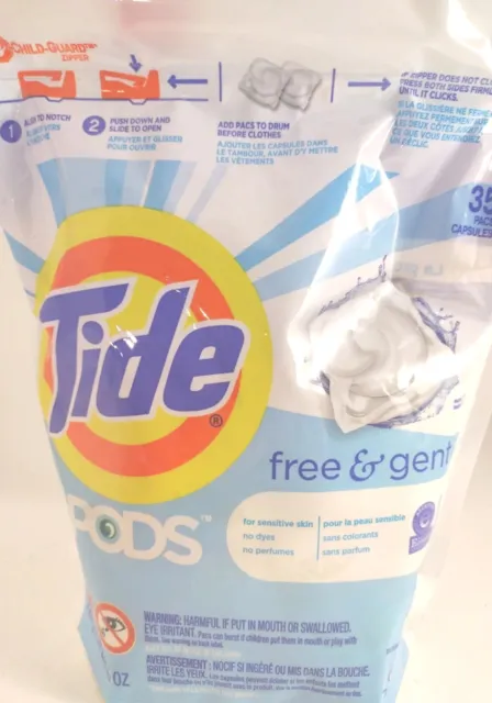 Tide Pods Free & Gentle Liquid Laundry Detergent Sensitive Skin 35 Count