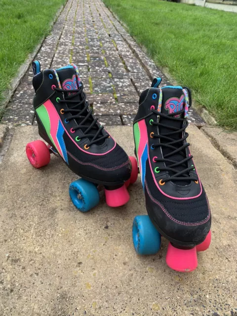 Rio Roller Passion Quad Skates Adult Size 7 UK Retro Black Colourful Skating SFR