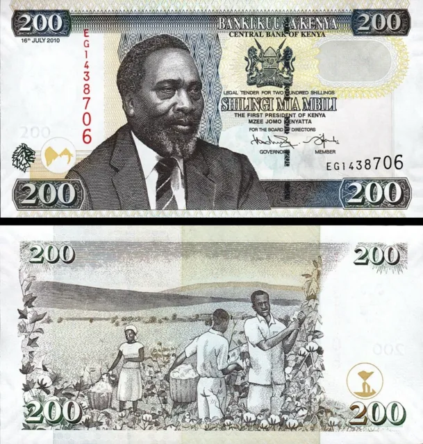 Kenya 200 Shillings 2010, UNC, P-49e