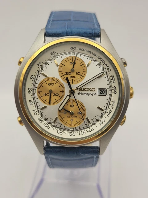 SEIKO 7T32 7C60 A0 Chronograph Alarm Watch Men's 39mm Japan 1995