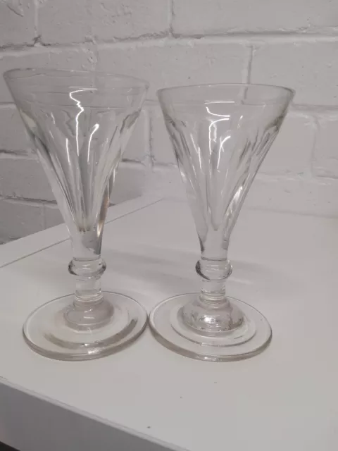 Georgian,Pair ? Funnel Gin Glasses,trumpet bowls,polished Pontils,c 1820-1840