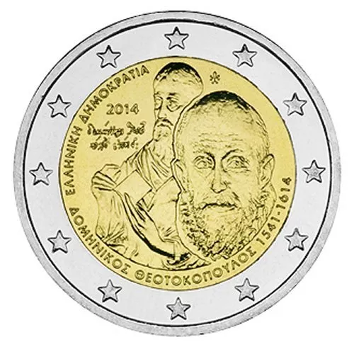 2014 Greece € 2 Euro UNC Uncirculated Coin "Death of El Greco 400 Years"